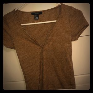 Cute mustard yellow cutout chest crop top